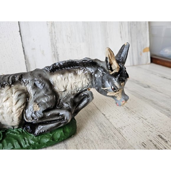 Vintage Italian donkey paper mache nativity as is Xmas village - Picture 3 of 9